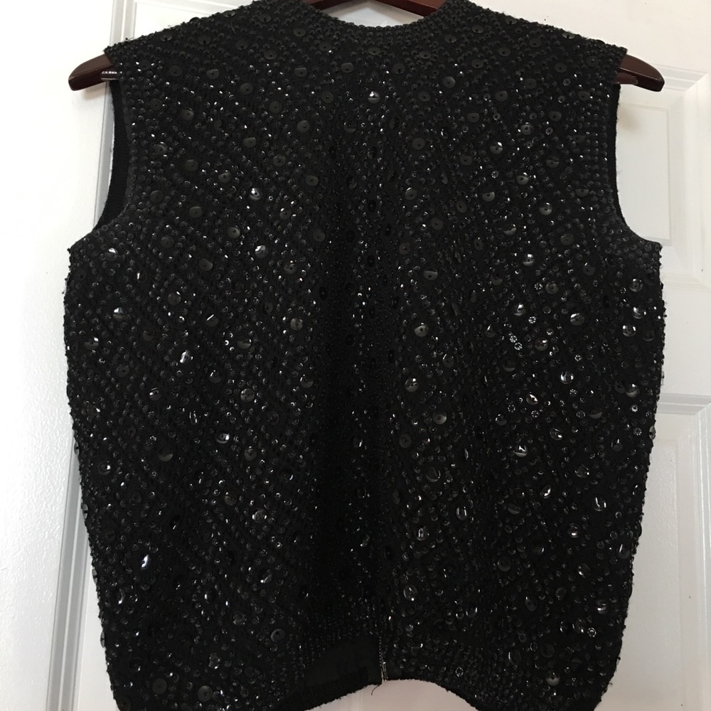 Black Sequin sleeveless Mod sweater - Small